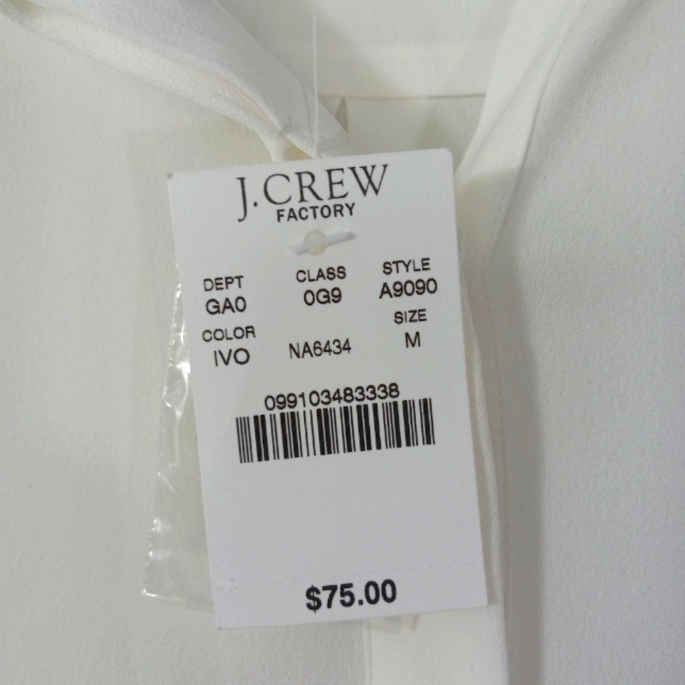 J Crew Long Sleeve Shirt Top Ivory Medium Tunic Sheer Loose Fit New Hi Low - Picture 3 of 15